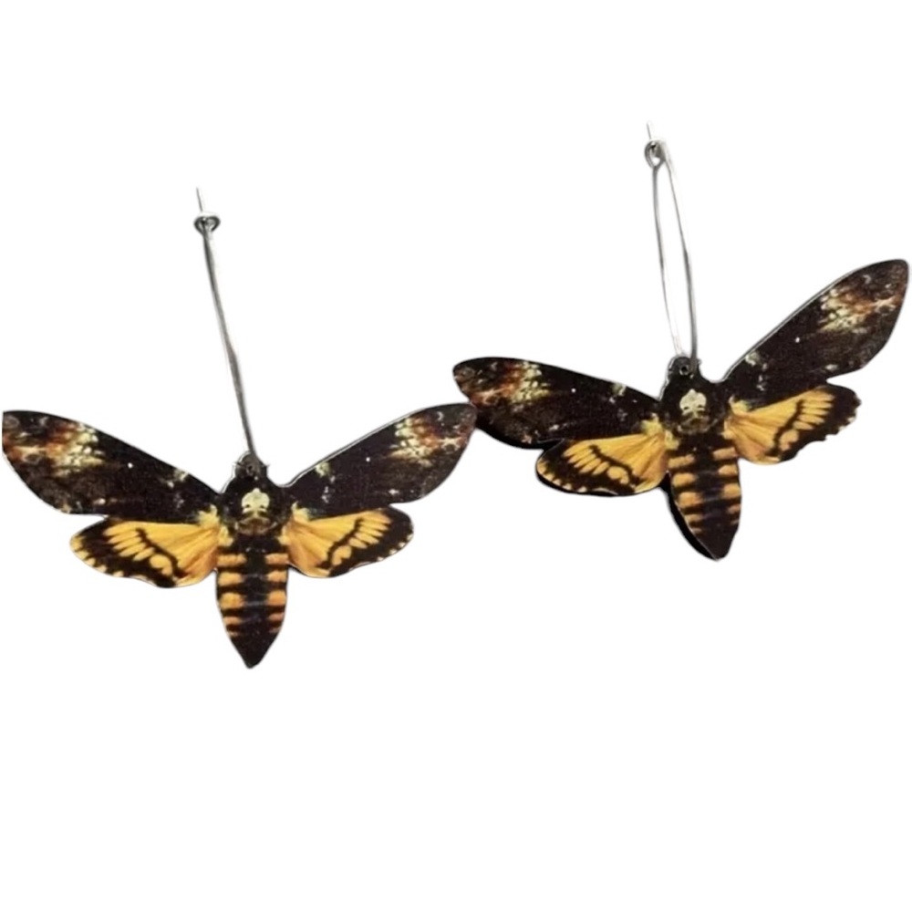 Black Moth Dangle Earrings